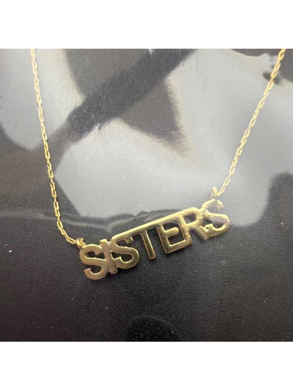 envy Gold 'SISTERS' Nameplate Necklace